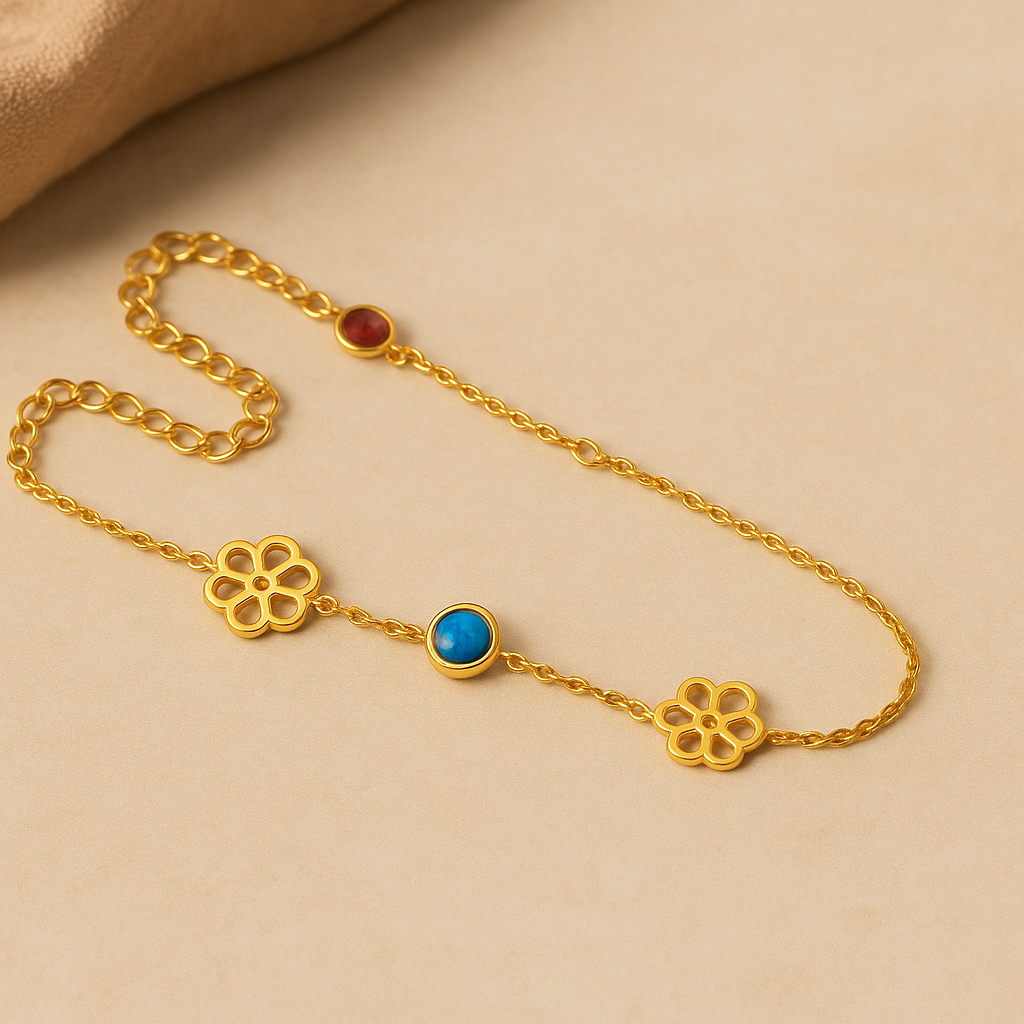 Birth Flower Bracelet with Birthstone / Doğum Çiçekli Doğum Taşlı Bileklik