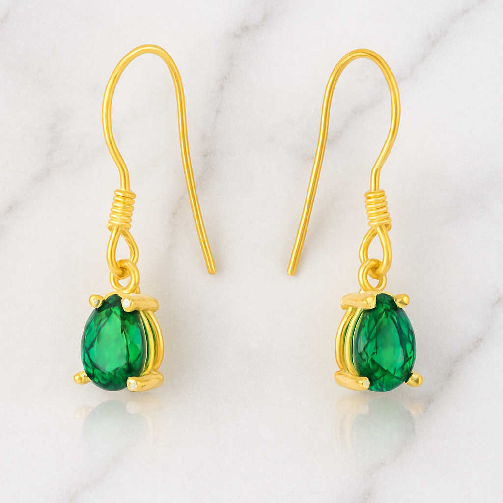 Teardrop Birthstone Fish Hook Earrings / Damla Doğum Taşlı Balık Kancalı Küpe