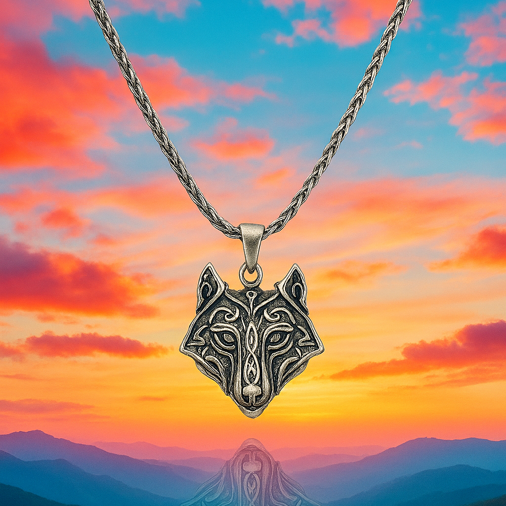 Viking Wolf Head Pendant Necklace / Viking Kurt Başı Kolye
