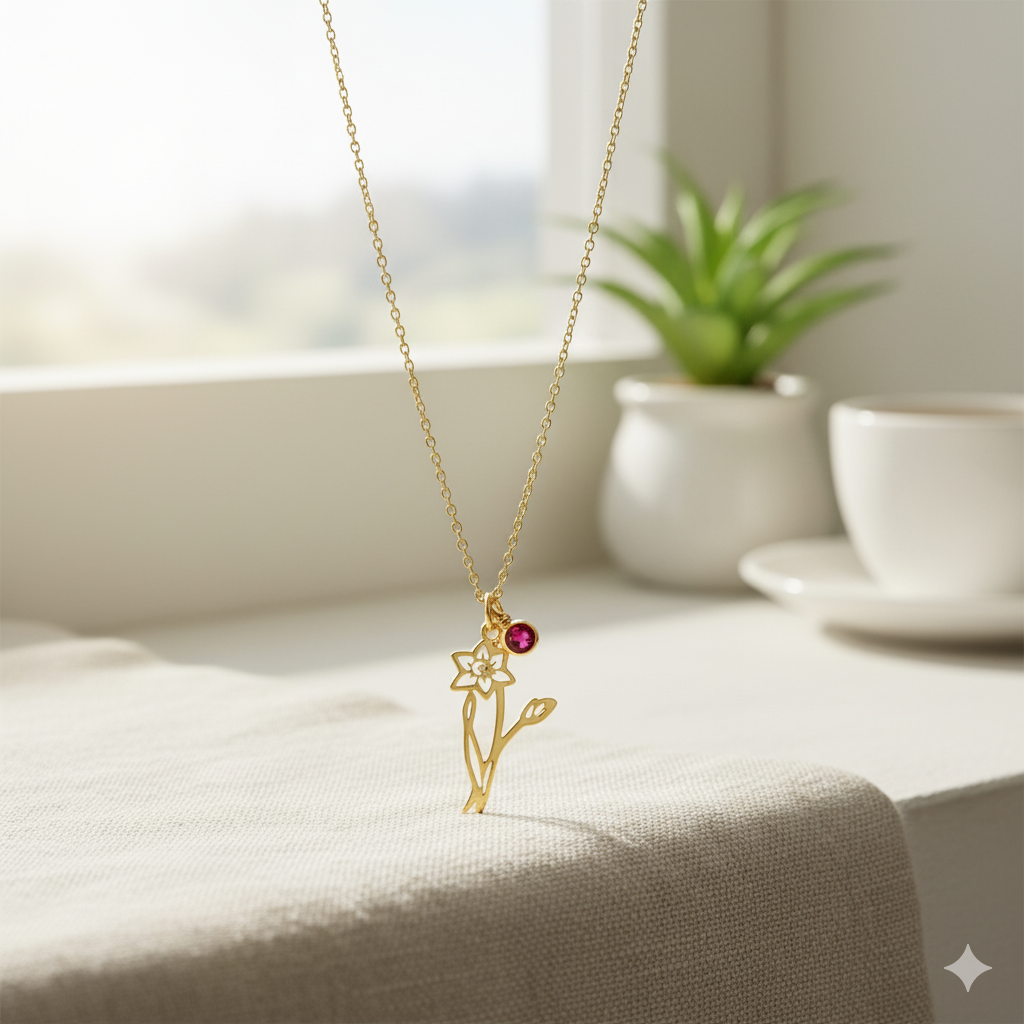 Birth Flower Necklace / Doğum Çiçeği Kolye