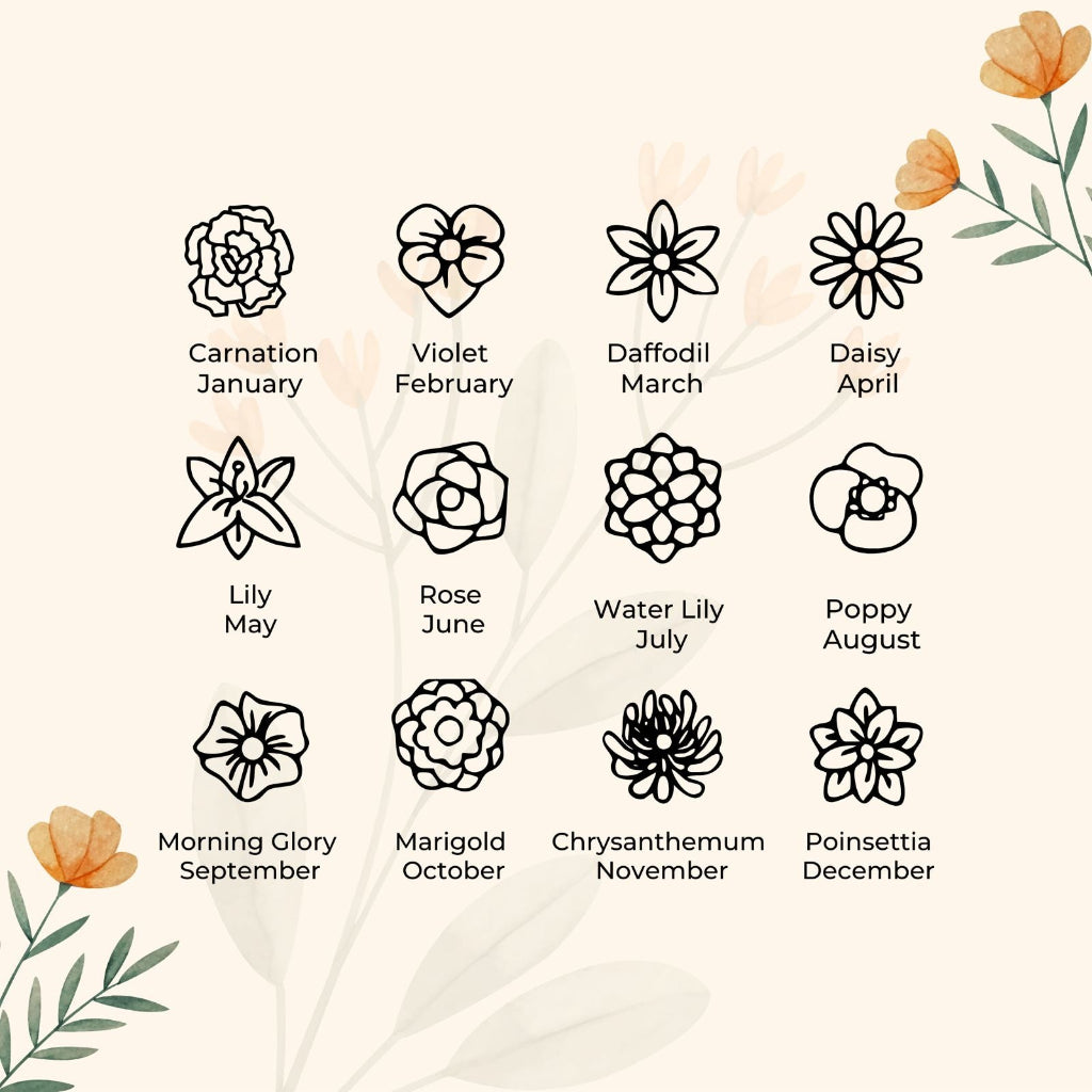 Birth Flower Bracelet with Birthstone / Doğum Çiçekli Doğum Taşlı Bileklik