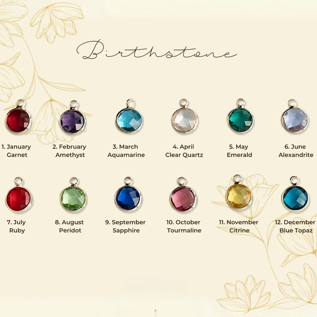 Birth Flower Bracelet with Birthstone / Doğum Çiçekli Doğum Taşlı Bileklik