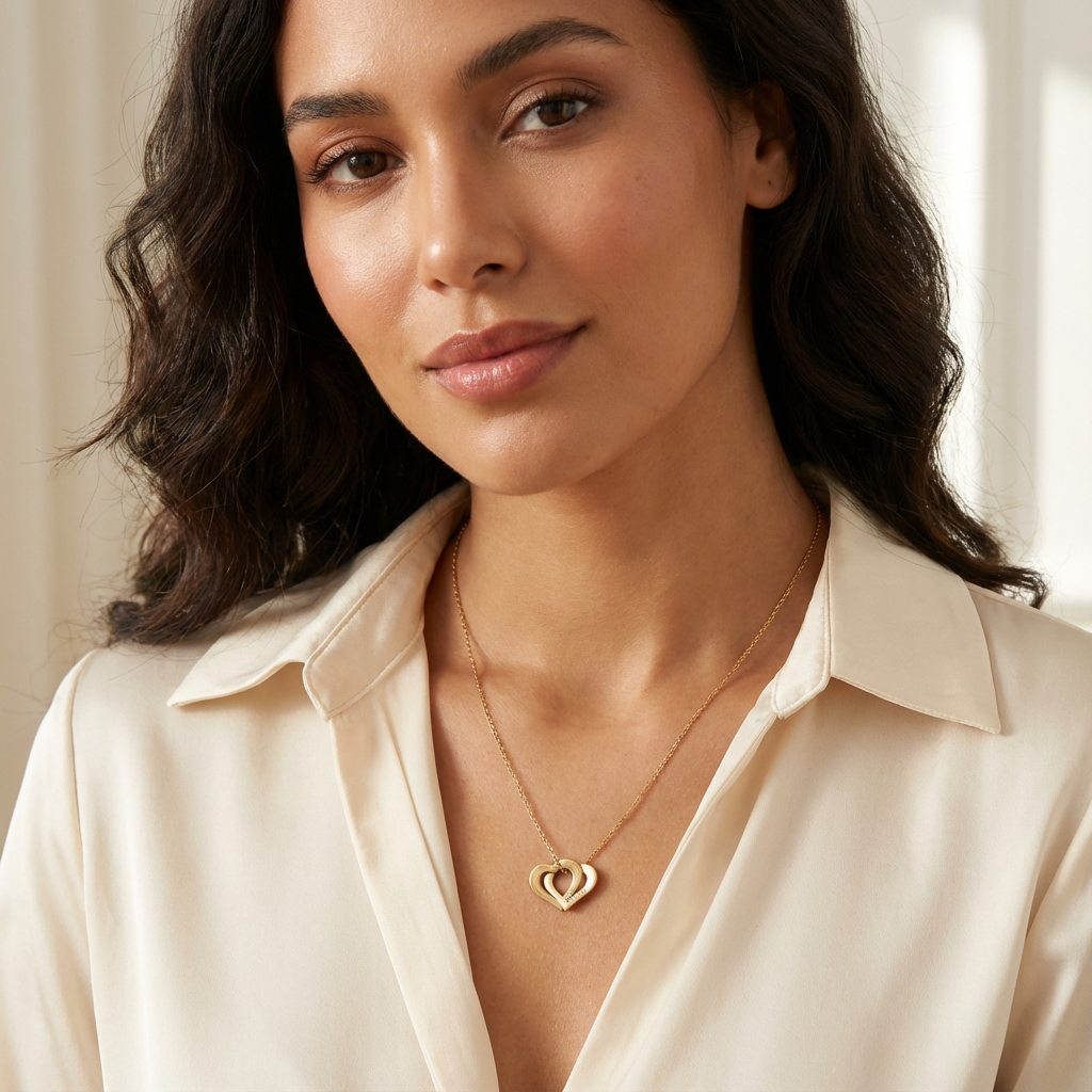 Interlocking Double Heart Necklace / İçiçe Geçen Çift Kalp Kolye