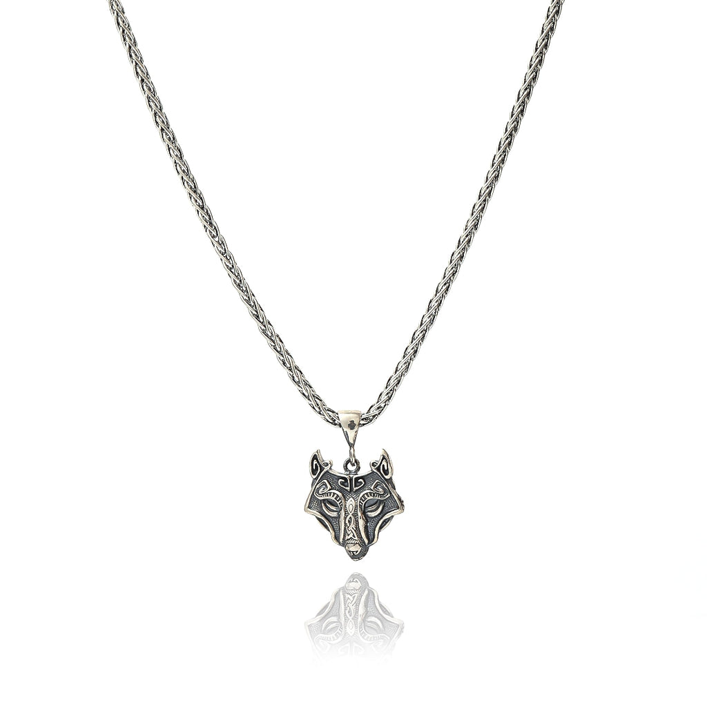 Viking Wolf Head Pendant Necklace / Viking Kurt Başı Kolye